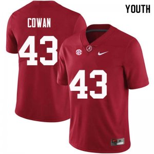 NCAA Youth Alabama Crimson Tide #43 VanDarius Cowan Stitched College Nike Authentic Crimson Football Jersey QO17S63RN